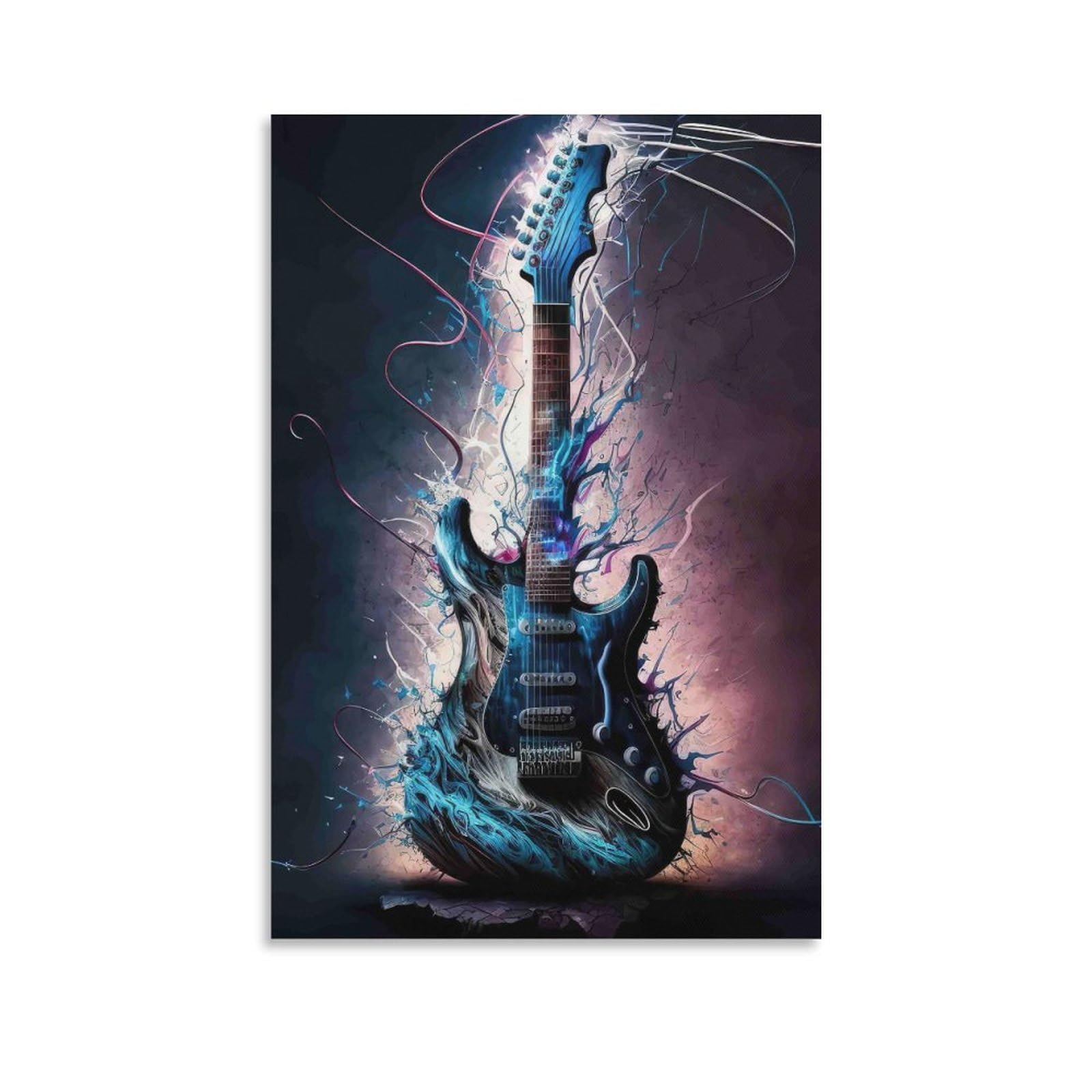 DHBANEIOK Electric Guitar Art_1_1 Wall Decor Poster Canvas Prints Picture Modern Wall Art Picture Wall Hanging for Office Gym Living Room Decor 20x30inch(50x75cm)