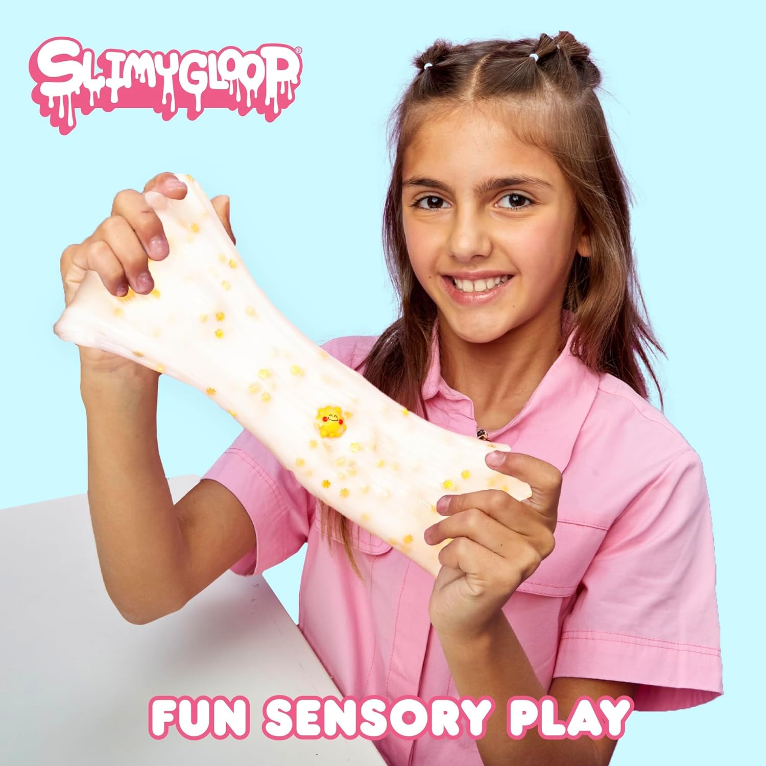 SLIMYGLOOP 2-Pack – Peach Sand Beach Coconut-Scented Fizz Slime, Tropical Sunshine Sunscreen-Scented Glossy Slime