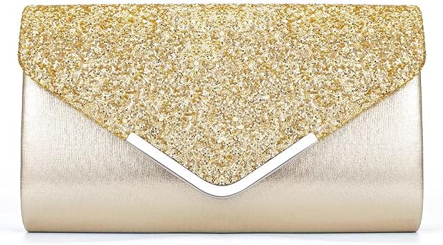 DZOZO Women Clutch Bag Sparkly Silver Evening Handbag Chain Shoulder Bag Bridal Prom Party Handbag Purse Envelope Bag Clutch Bag Elegant Sequins