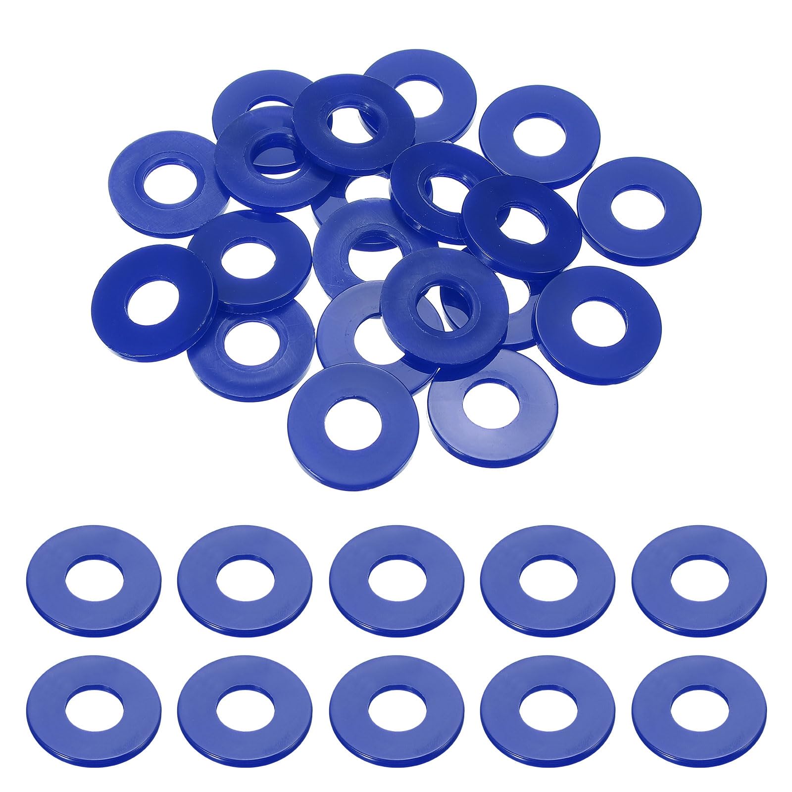 sourcing map 20 Pcs Nylon Flat Washers 12mm ID 30mm OD 3mm Thick Plain Washer Grommets Plastic Sheet Gasket Fastener Sealing Spacer Gasket Ring Water Hose Washers, Blue