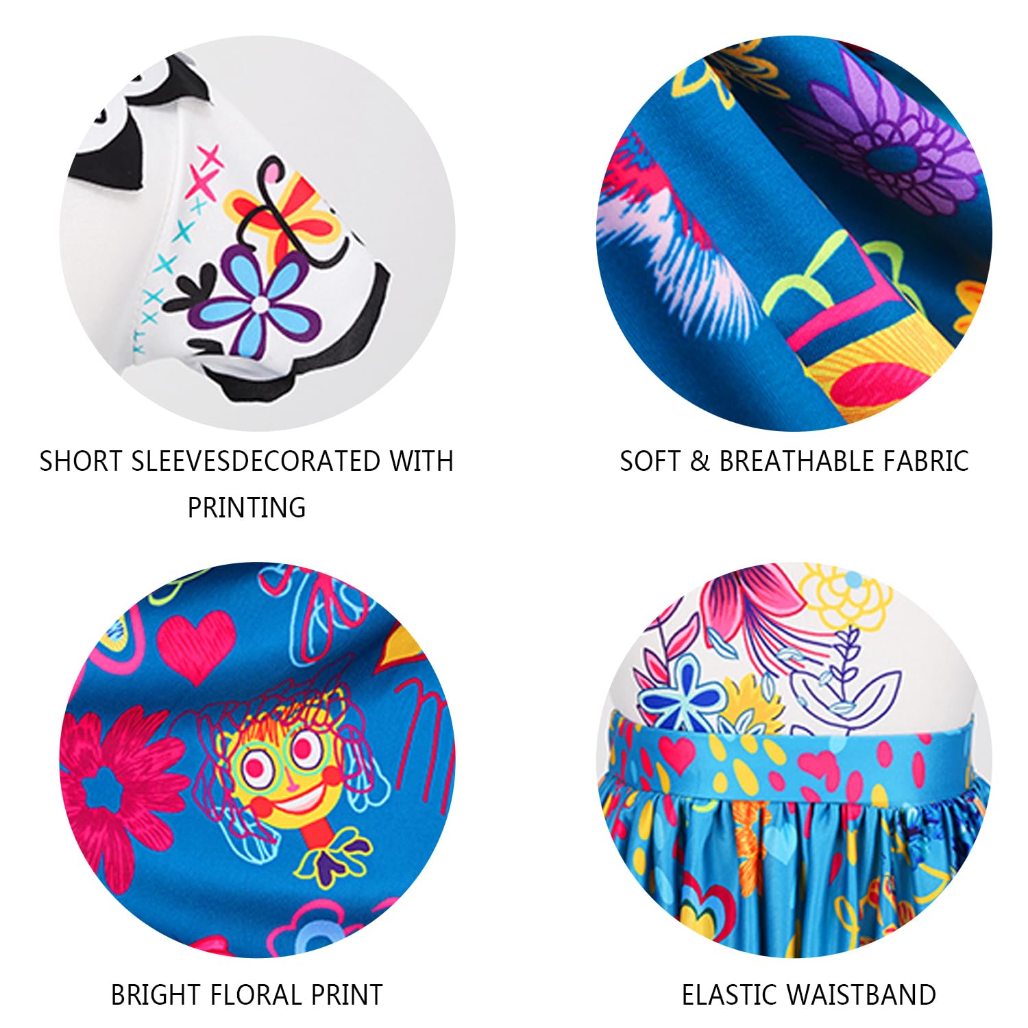 Foierp Mirabel Encanto Vestito per Ragazze Isabela Principessa Madrigal Cosplay Costume Halloween Carnevale Compleanno Party Travestimenti