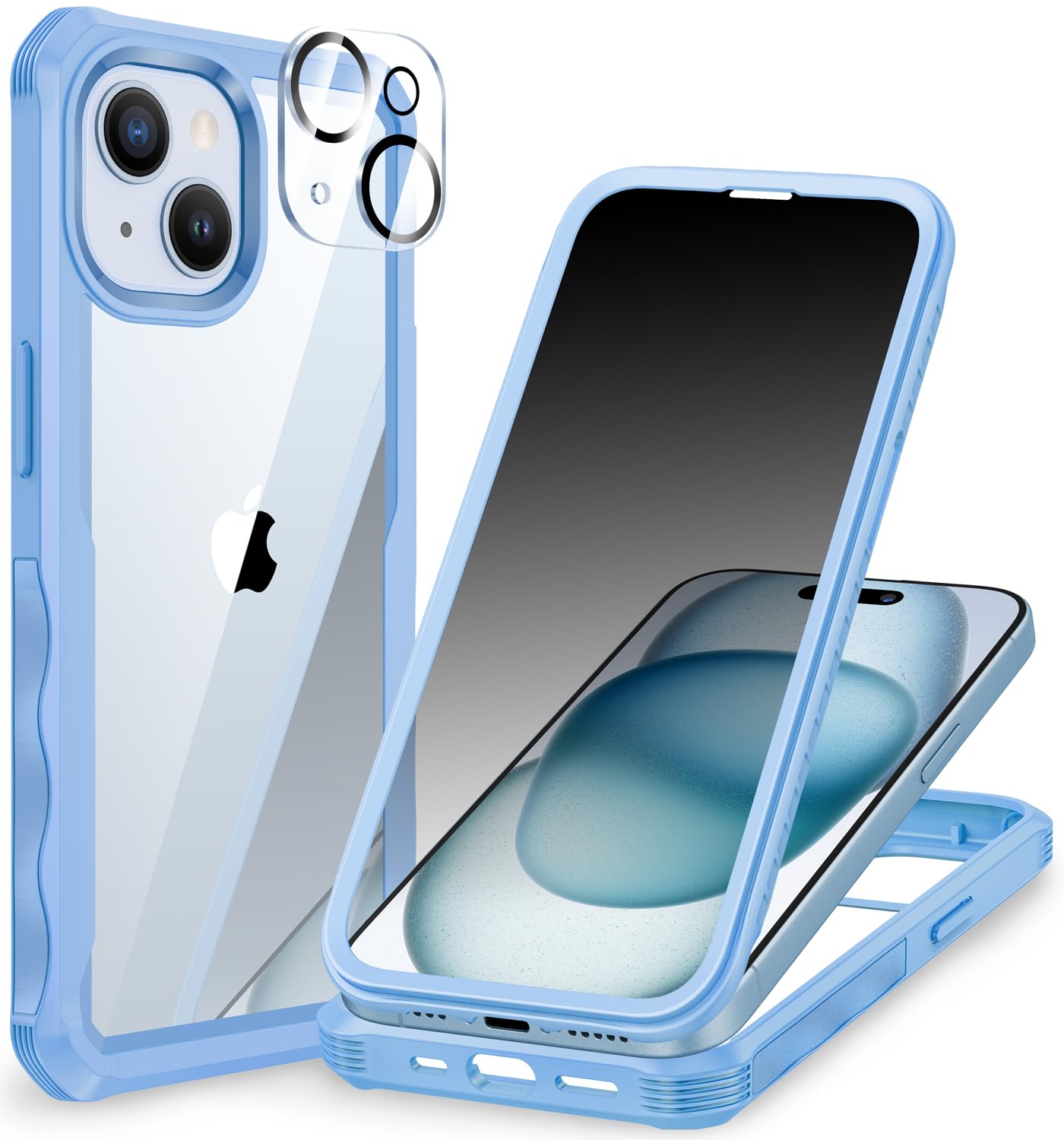 CENHUFO Compatible with iPhone 15 Case Built-in Privacy Screen Protector with Camera Lens Protector