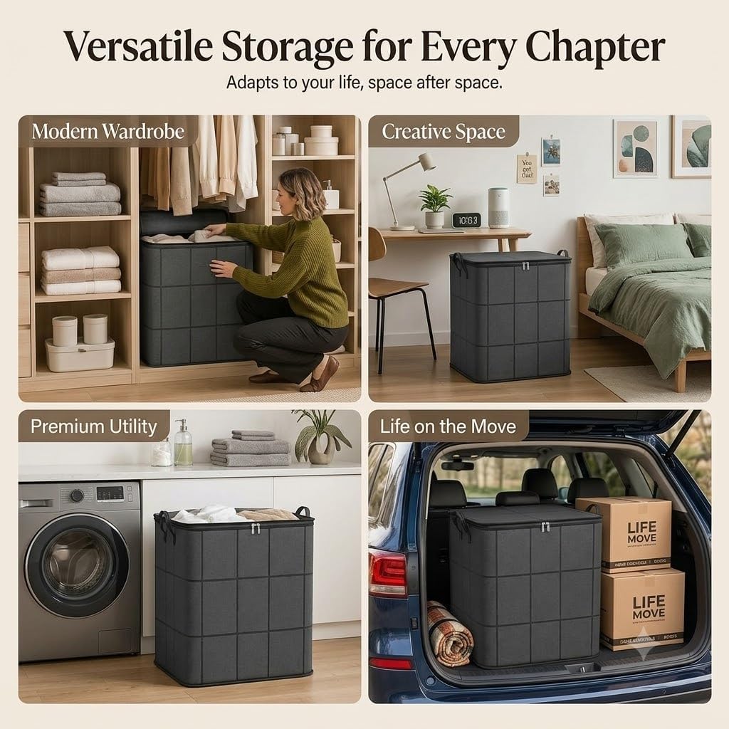180L Spacious Moving Storage Bin, Large Capacity Zippered Fabric Organizer (3PCS,XL)