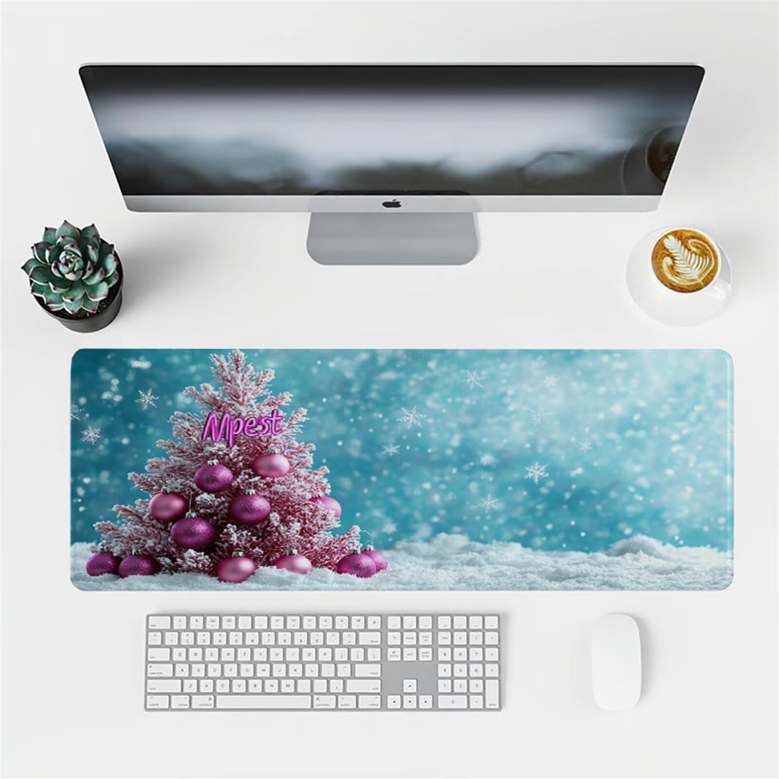 Biała podkładka pod mysz do gier XXL podkładka pod mysz 1200 x 600 x 3 mm podkładka pod biurko wodoodporna podkładka pod mysz zimowa z antypoślizgową gumową podstawą szyte krawędzie mata pod mysz do