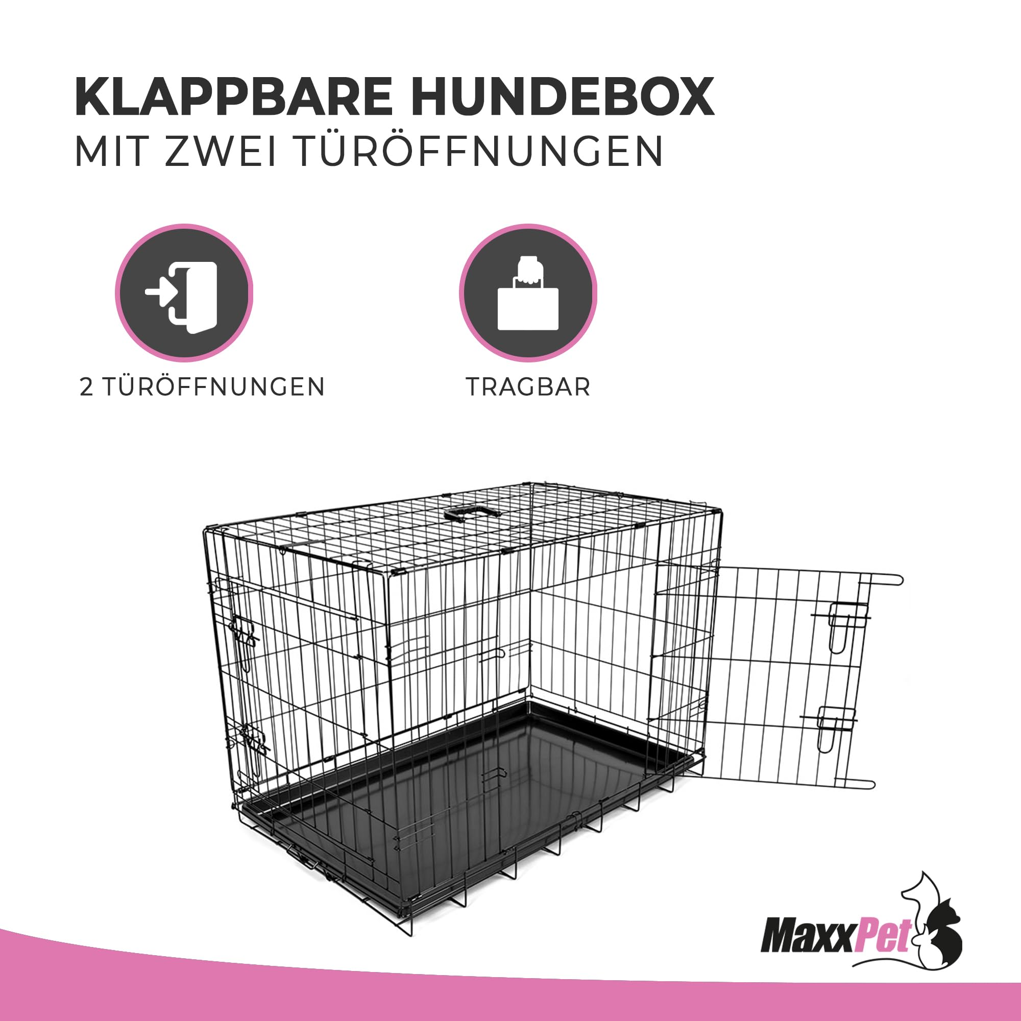 MaxxPet jaula para perros plegable - Jaula de viaje - Jaula para el coche - Jaula de transporte para perros - 63x44x50cm