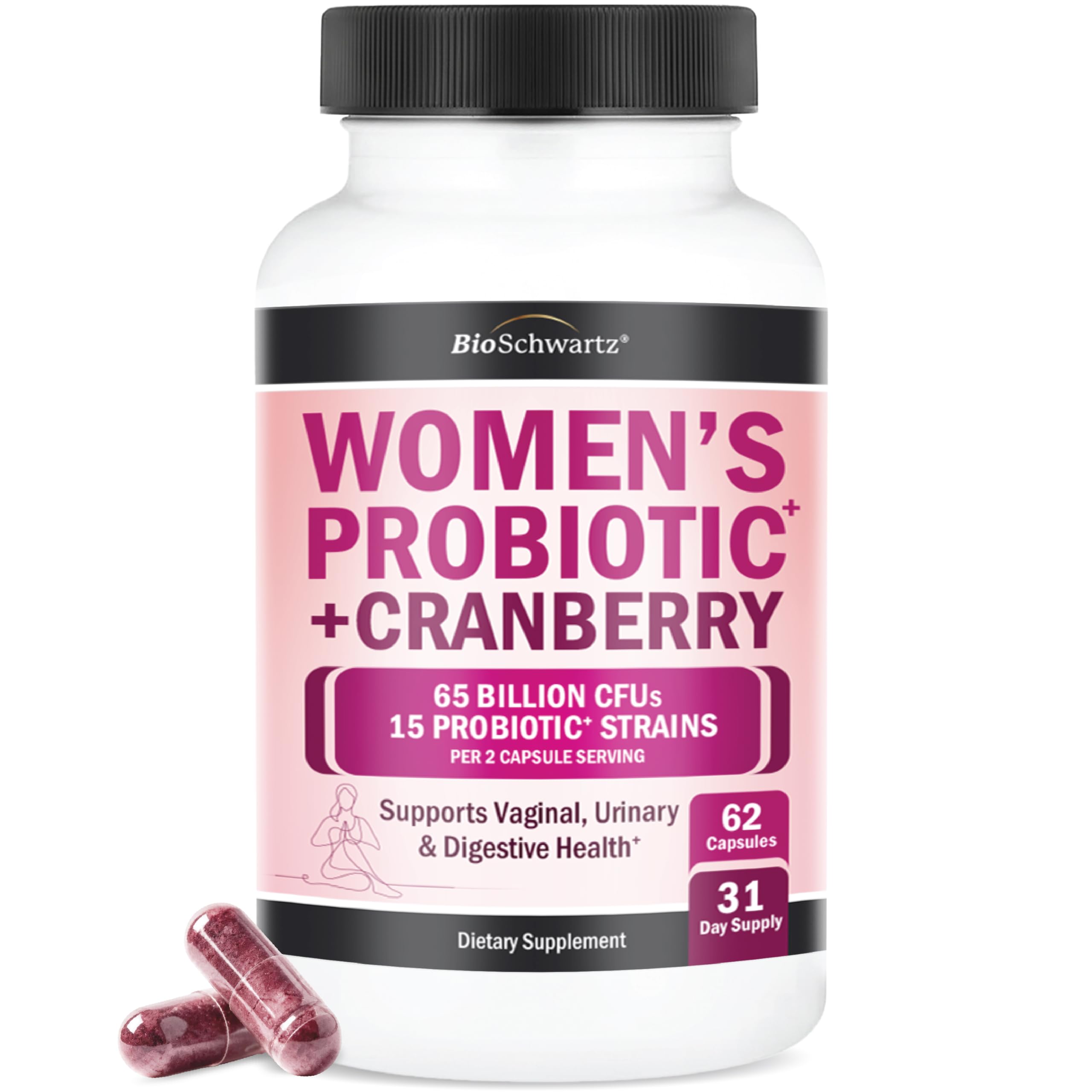 Women's Probiotic with Cranberry | 65 Billion CFU | 15 Strains | 62ct