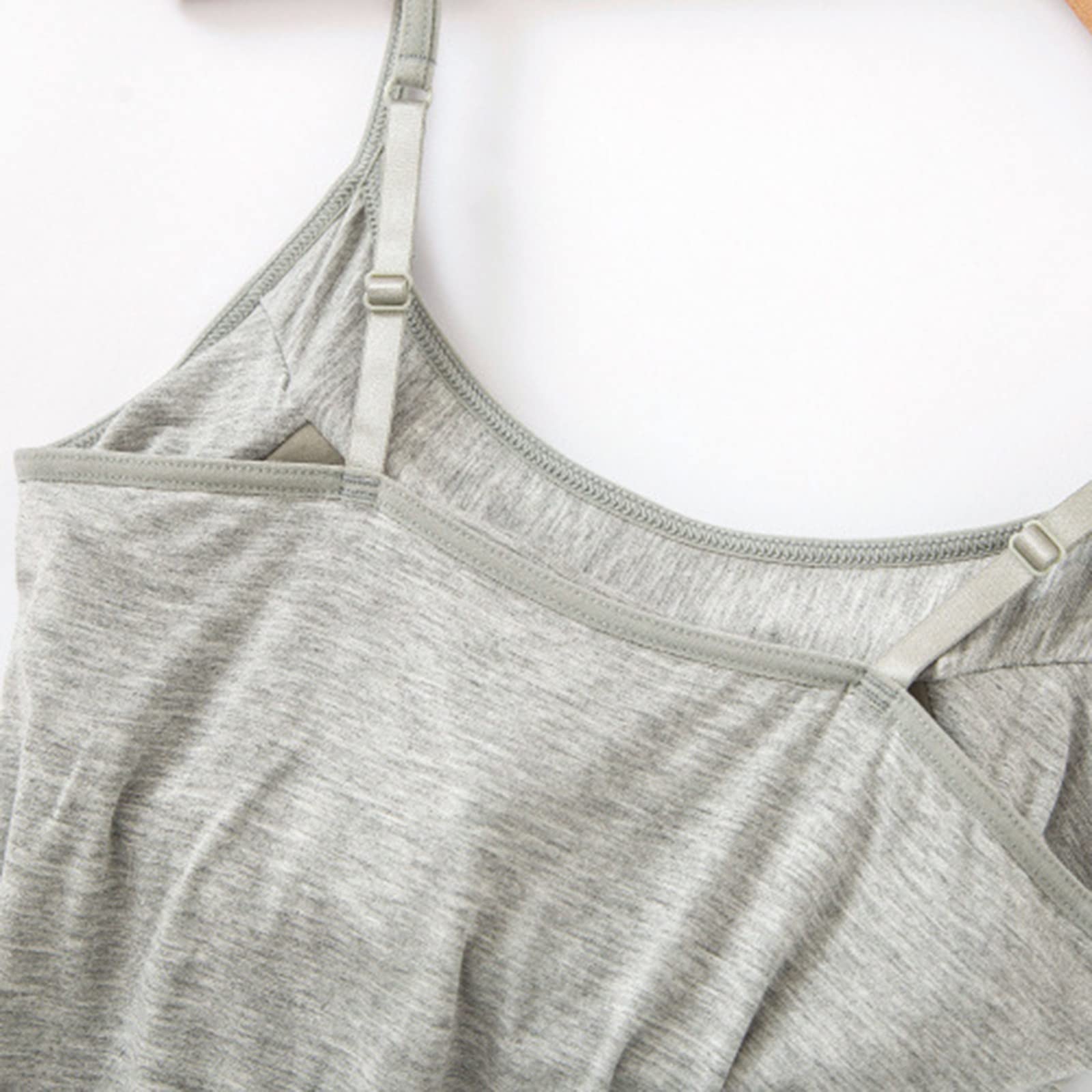 IQYU Top da donna nero con scollo a V con reggiseno integrato, in cotone, con spalline larghe, canotta estiva, canotta da yoga, top a spaghetti