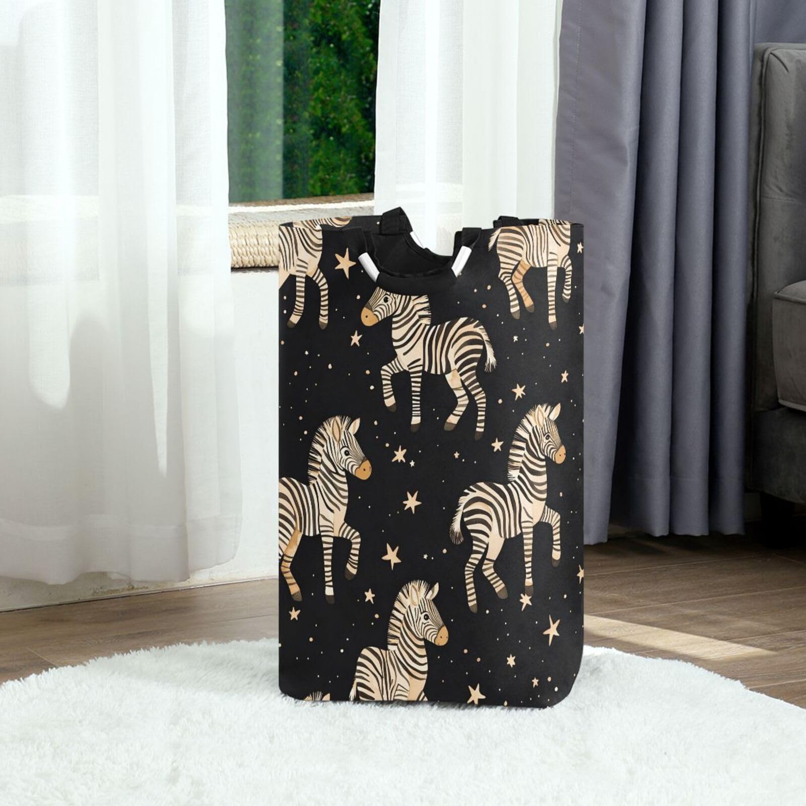 Jihqo Laundry Hamper Basket Cartoon Zebra Collapsible Nursery Storage Bin Waterproof Clothing Baskets for Home Bedroom Bathroom Washing Room