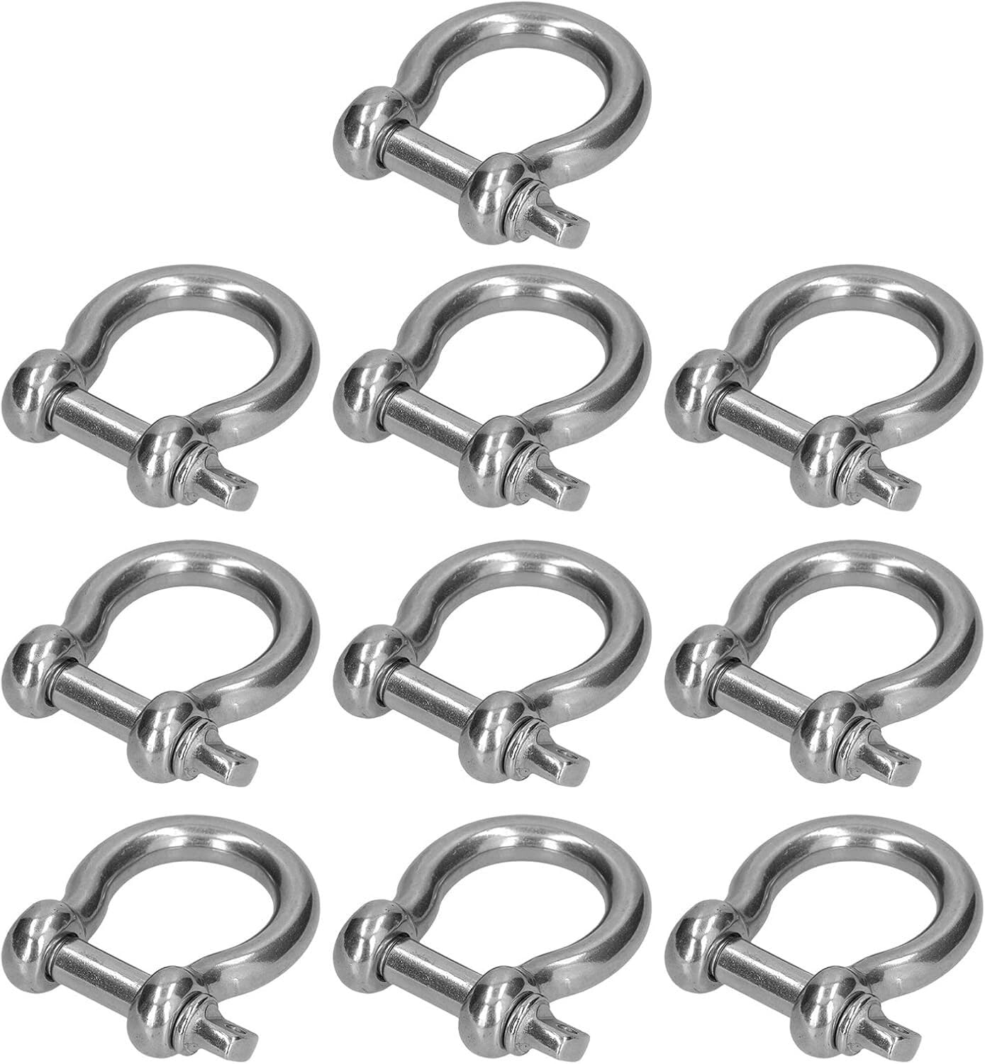 Schraubbolzen-Ankerschäkel, 304-Edelstahl-Bügelschäkel, M6, 10 Stück
