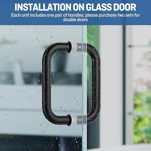 Miniatura 28 de Ranbo Manija tubular de puerta de ducha de 8 pulgadas (CTC) de oro pulido, acero inoxidable 304 de 1/4 a 1/2 pulgadas de grosor y puertas de madera