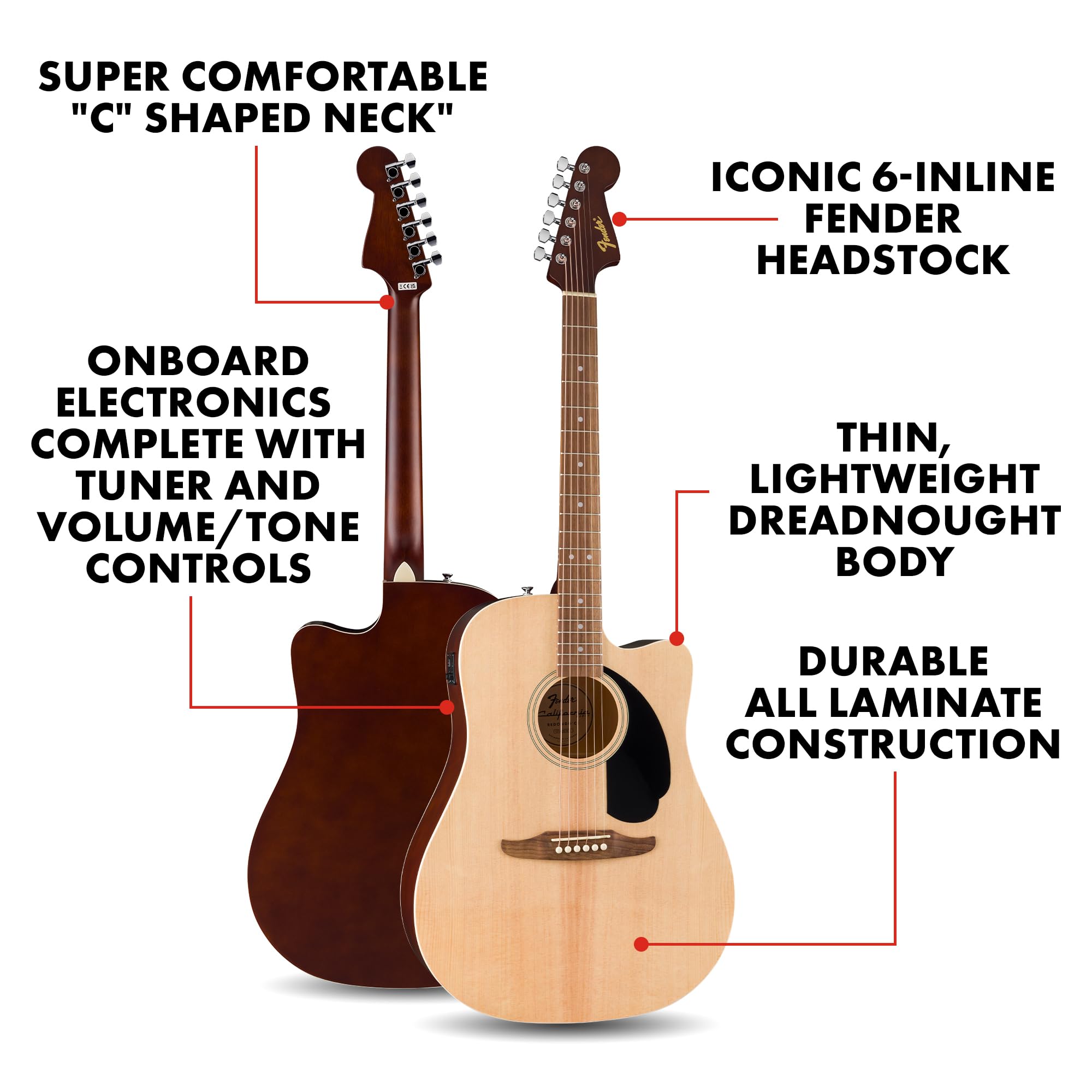 Amazon.co.jp: Fender California Debut Redondo Dreadnought カッタ