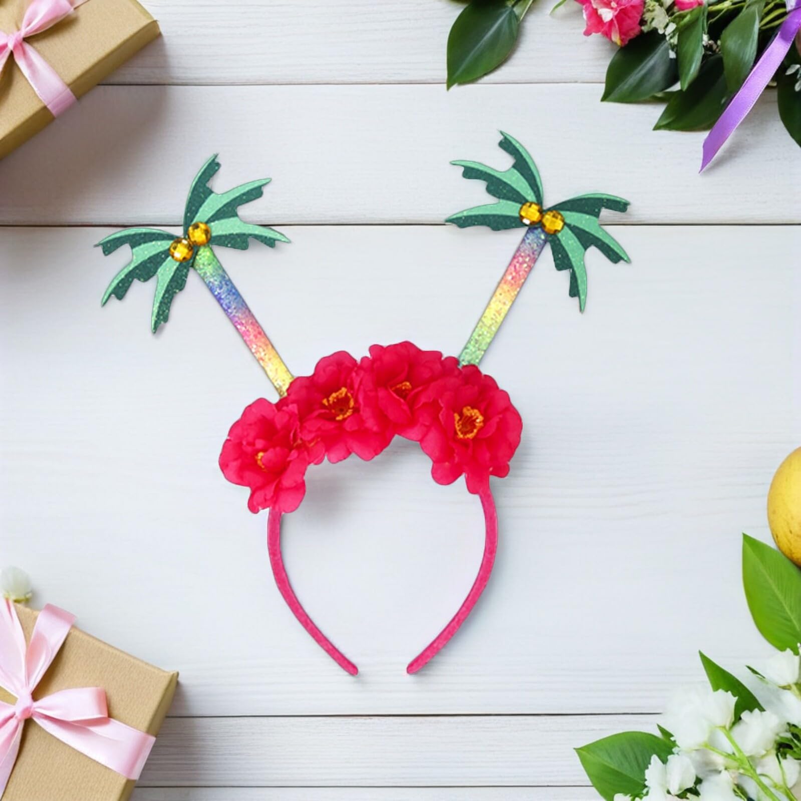 Diadema de Piña para Fiesta Luau, Plástico, 5 Piezas