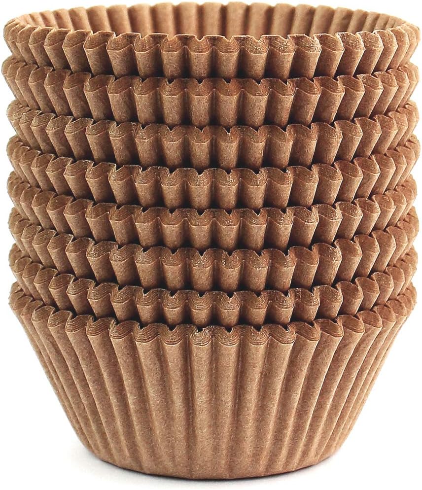 Standard Size Baking Cups Food-Grade Greaseproof Paper Cupcake Liners 200 Pcs (Natural)