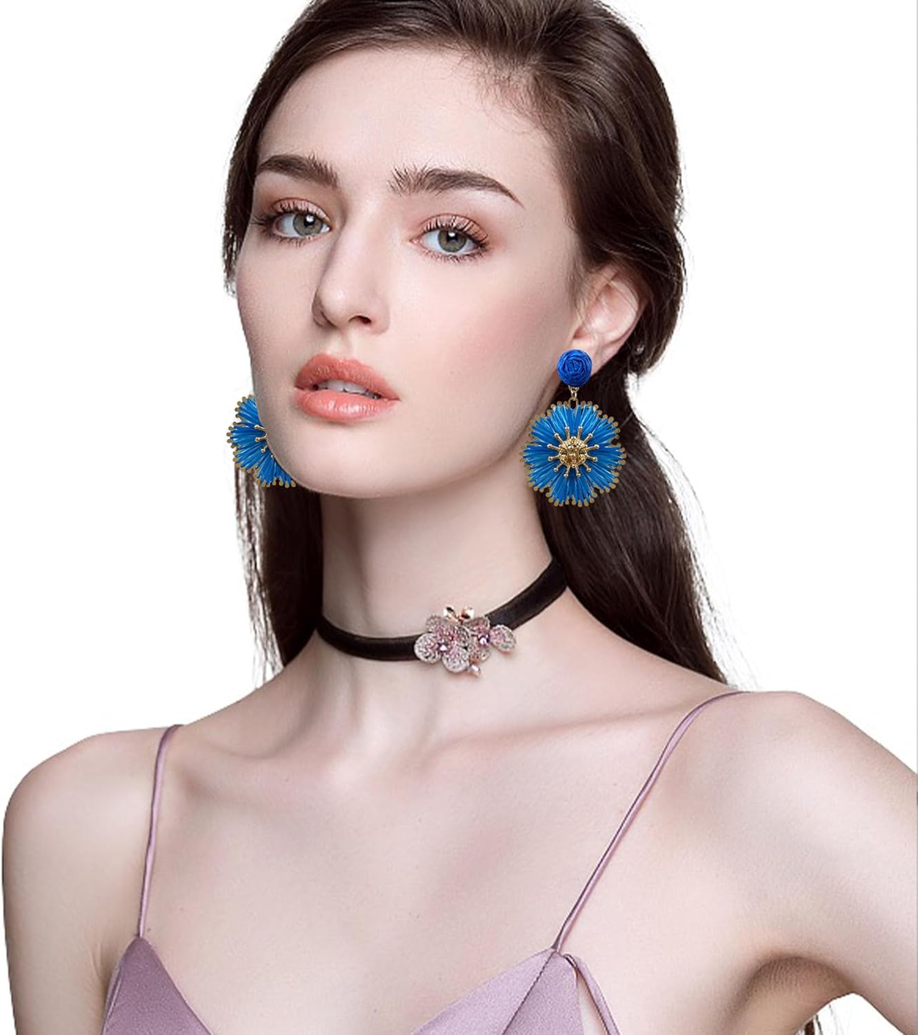 GBAHFY Rattan flower Earrings for Women Multicolor Daisy Raffia Straw Flower Drop Dangle Earrings Weaving Handmade Boho Summer Beach Jewelry - Image 2