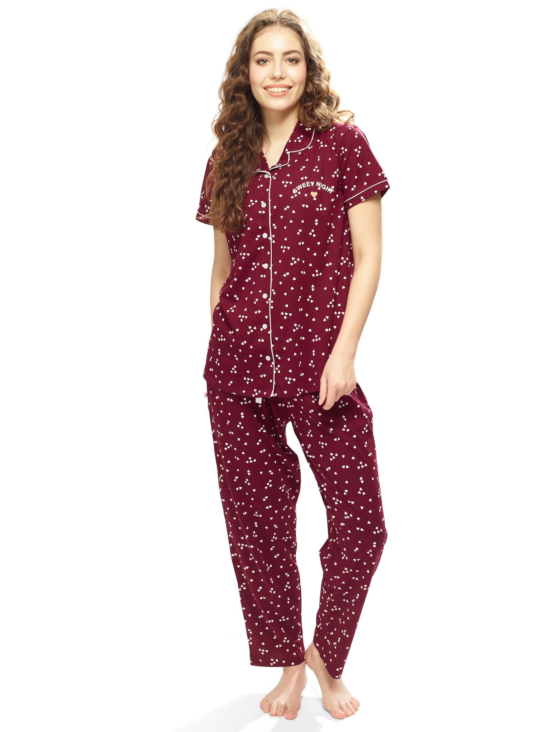weet Women's Heart Printed Night Suit Set-picture-29