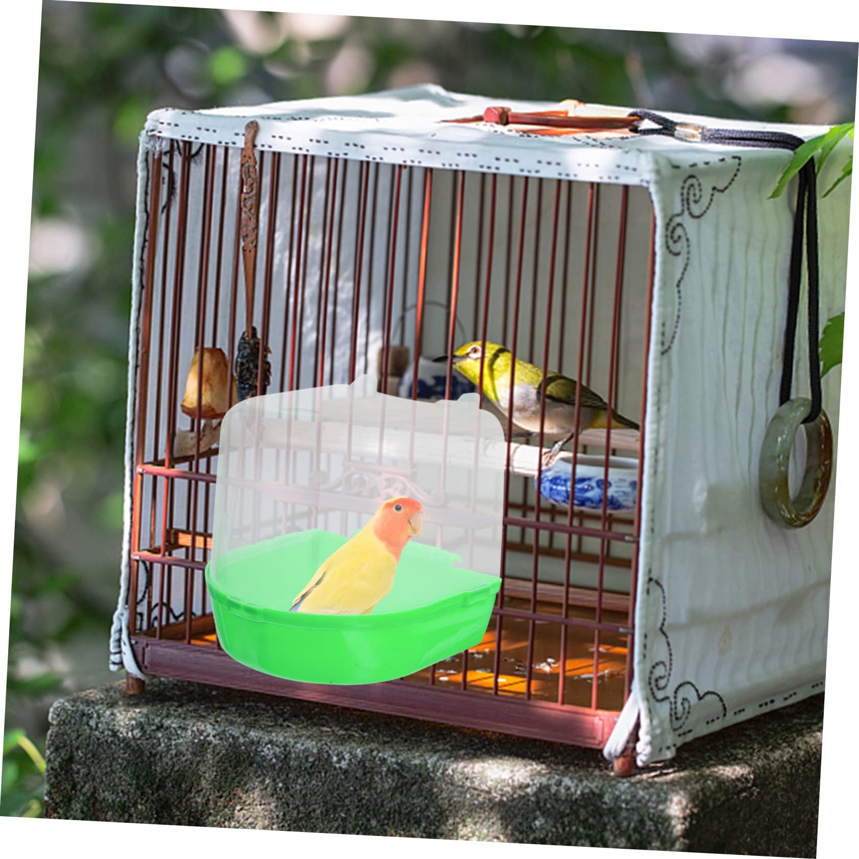 Mipcase 4pezzi Box da Bagno per Pappagalli Plastica di Vaschette Sospese per Uccelli Colorate Facili da Appendere e Divertenti per La Pulizia degli Uccelli Domestici