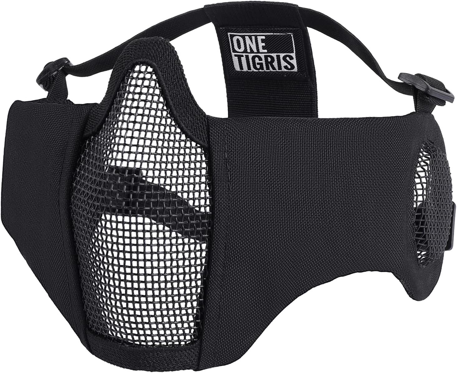 OneTigris 6" Foldable Half Face Airsoft Mesh Mask with Ear Protection, Military Tactical Lower Face Protective Mask