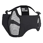 OneTigris 6 Foldable Half Face Mesh Mask with Ear Protection, Tactical Lower Face Protective Mask (Black)