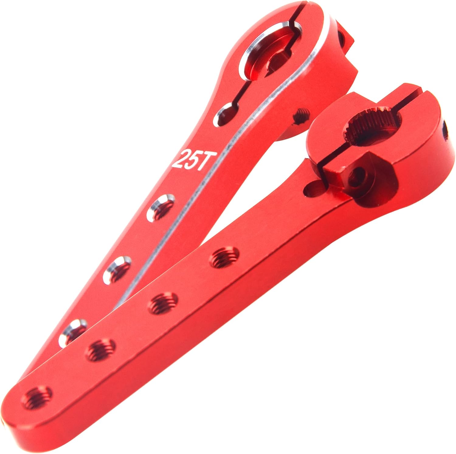 2Pcs ShareGoo 25T Servo Horn 56mm Metal 25 Teeth Extension Steering Servo Arm Compatible with 30-100CC Balsa Airplanes RC Plane Helicopter Car (Red)