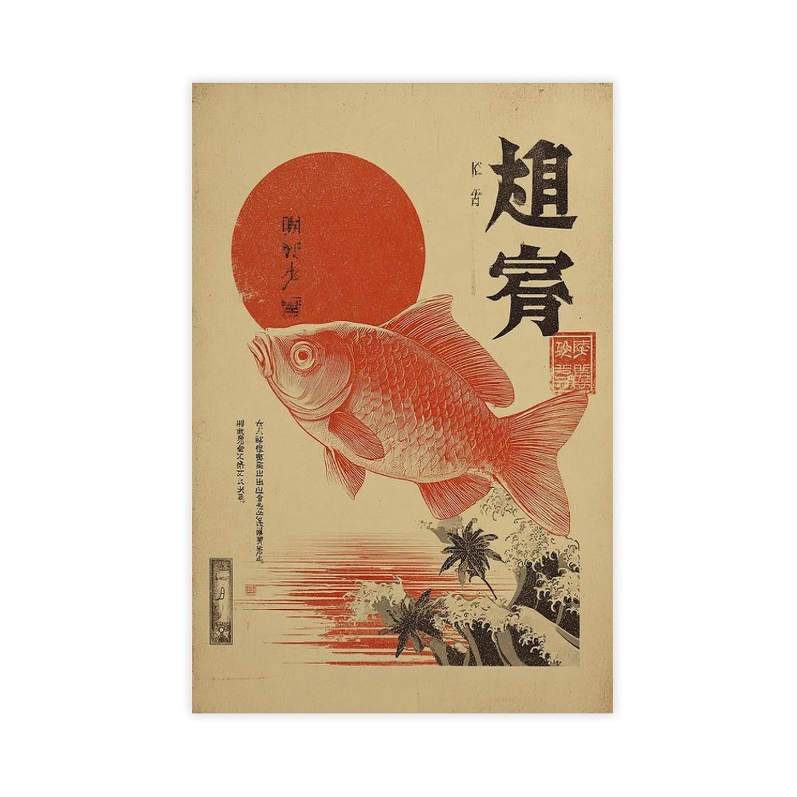 Bareronor Japanese Koi Fish (2) Canvas Poster Bedroom Decor Landscape Office Room Decor Gift 20" L X 30" W