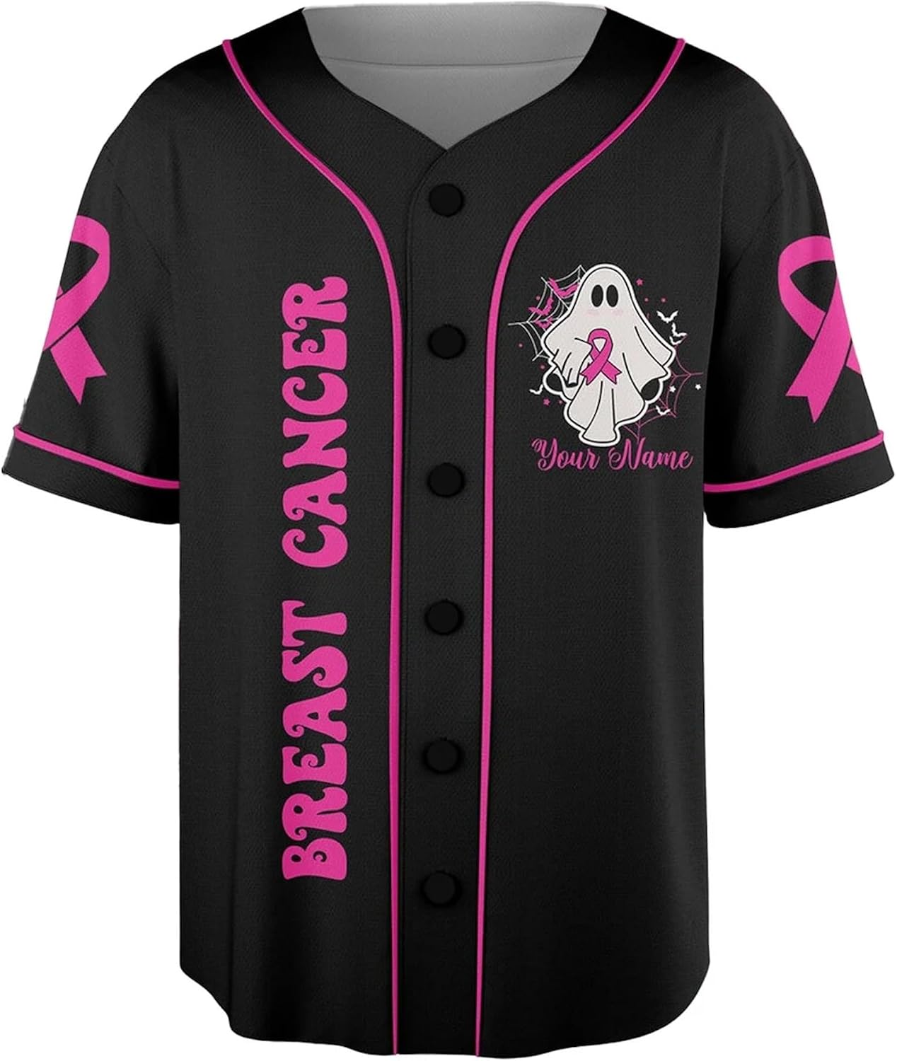 Custom Baseball Jersey Breast Cancer Awareness Jersey Boobees Halloween Pumpkin Shirt Cancer Survivor Gift
