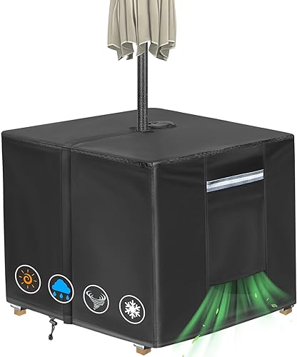 Vista 35 de Funda rectangular para mesa de patio con agujero para paraguas, 108 pulgadas de largo x 82 pulgadas de ancho x 23 pulgadas de alto