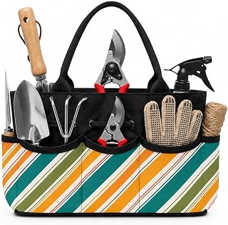 Marigold Stripe Garden Tool Bag Organizer for Balcony Gardening