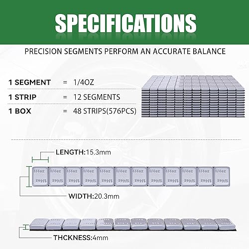 Miniatura 7 de EZISOE Pesos de rueda adhesivos de 14 onzas (1 caja, 576 piezas, 144 onzas), Pesos de rueda adhesivos grises con respaldo para autos, camiones, SUV,