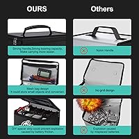 Vista 3 de Yowoo Lipo Bolsa de seguridad, bolsa de batería LiPo ignífuga a prueba de explosiones, gran espacio altamente resistente, doble cremallera