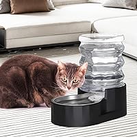 Vista 6 de RIZZARI Cuenco dispensador de agua para perros: Bebedero automático de gravedad de 5L en acero inoxidable negro con filtro para perros y gatos