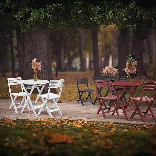 Miniatura 7 de BOOSDEN Juego de patio plegable, mesa y sillas de bistró, juegos de 3 piezas de patio, 2 sillas plegables de plástico y mesa redonda para balcón al