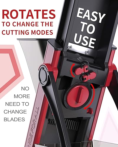 Miniatura 4 de ONCE FOR ALL - Mandolina segura para cocina, tamaño más grande, picadora de verduras ajustable, cortador de alimentos para hacer patatas fritas con