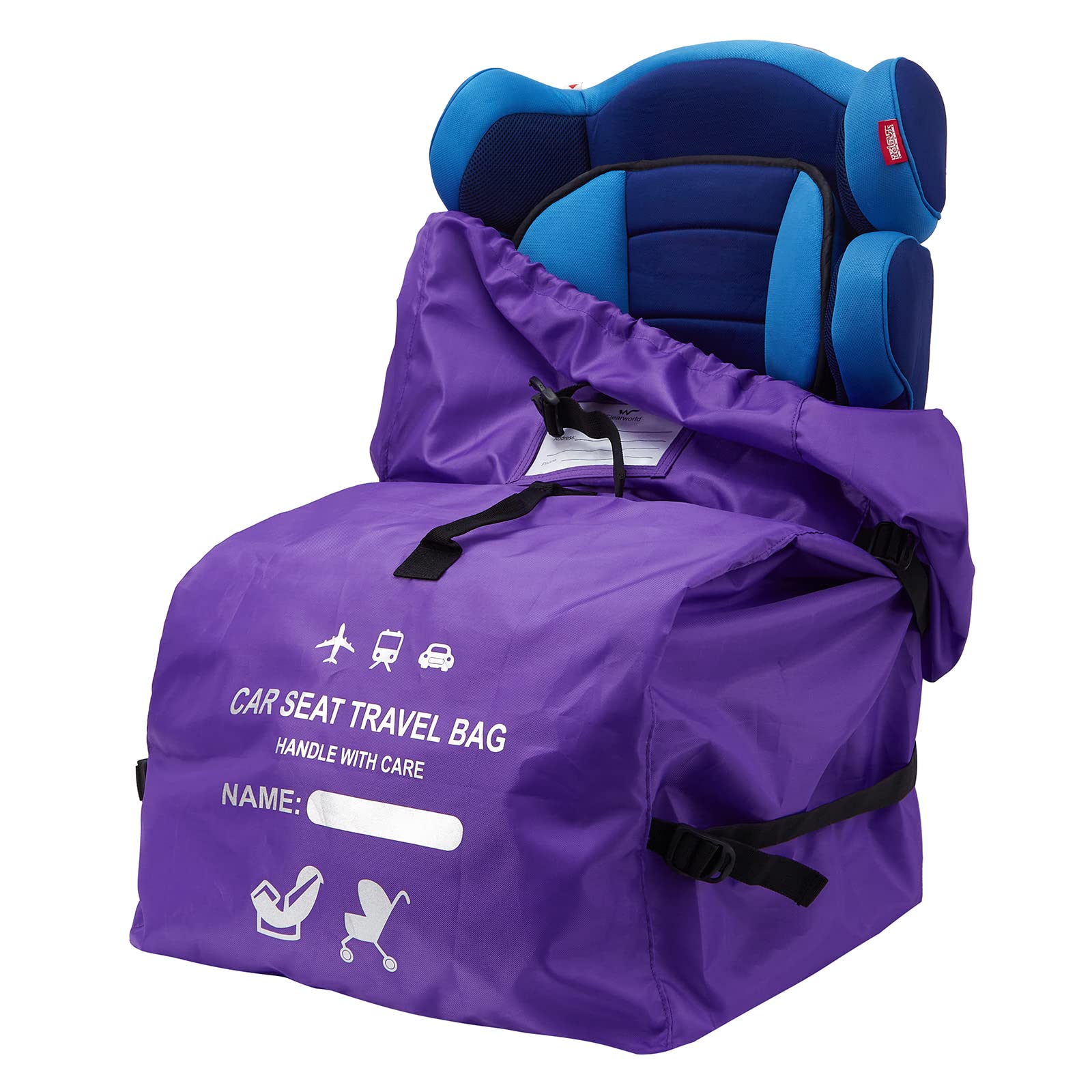 Clearworld Foldable Car Seat Travel Bag, Gate Check Backpack, Purple