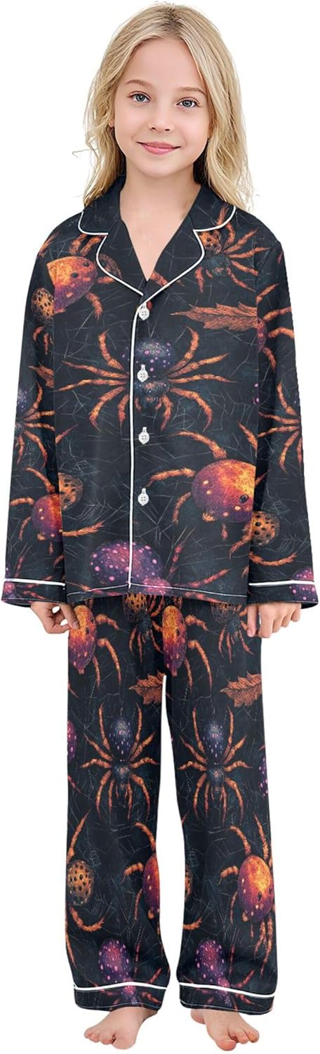 Silk Pajama Sets Long Sleeve Pajamas Soft Sleepwear 2 Piece Pjs Set