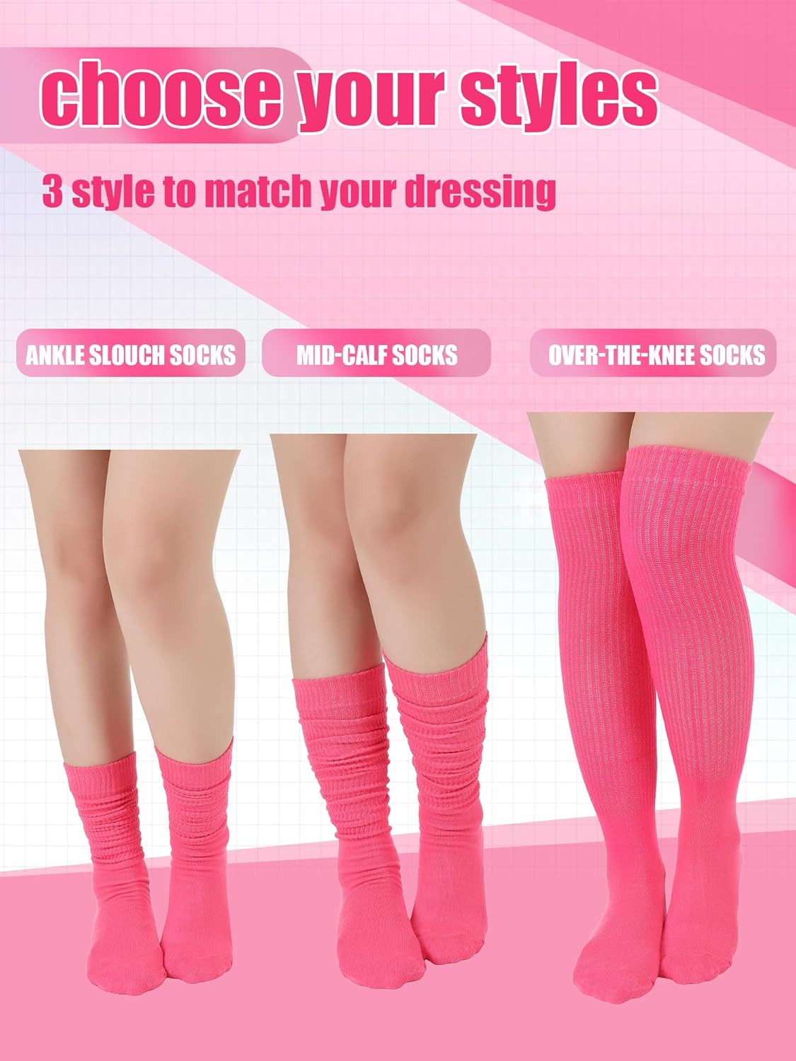 12 Pairs Women Knee High Socks Bulk Colorful Winter Cotton Slouch Scrunch Stacked Long Boot Socks for Women Girls - Image 6