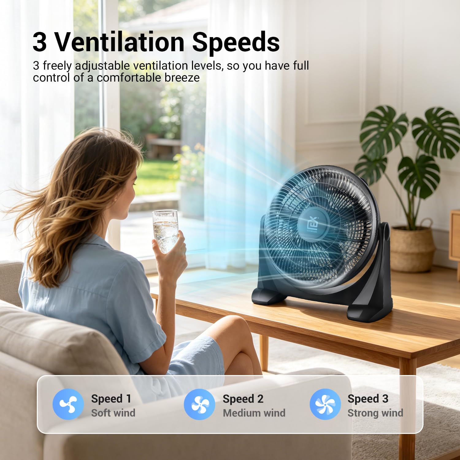 EXTRASTAR VENTILATORE DA TAVOLO NERO 14' 5 PALE 55W CAVO 1,8M
