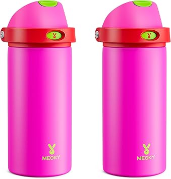 Meoky 2 Pack 18 oz Kids Insulated Water Bottle for Girls Travel