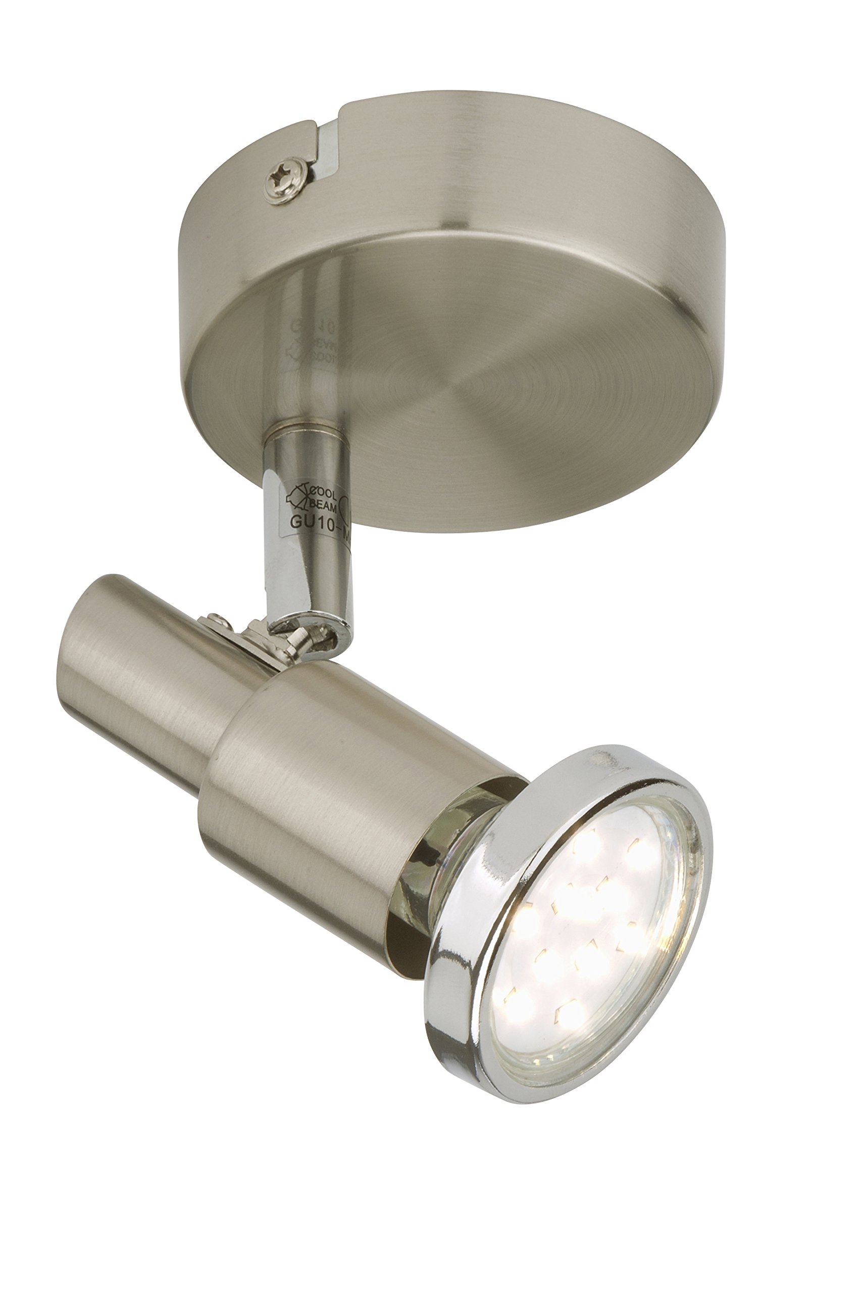 Briloner Leuchten LED wall spotlight, one rotatable & pivotable spot ceiling lamp, matt-nickel design, 1 x GU10 LED 3 W, IP20, 10.5 x 11 x 12 cm