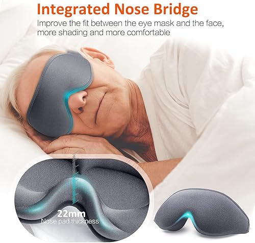 Miniatura 2 de AUPHIL - Máscara de ojos contorneada 3D para dormir, máscara de dormir cómoda para mujeres y hombres, 100% bloqueo de luz, máscara de ojos suave y