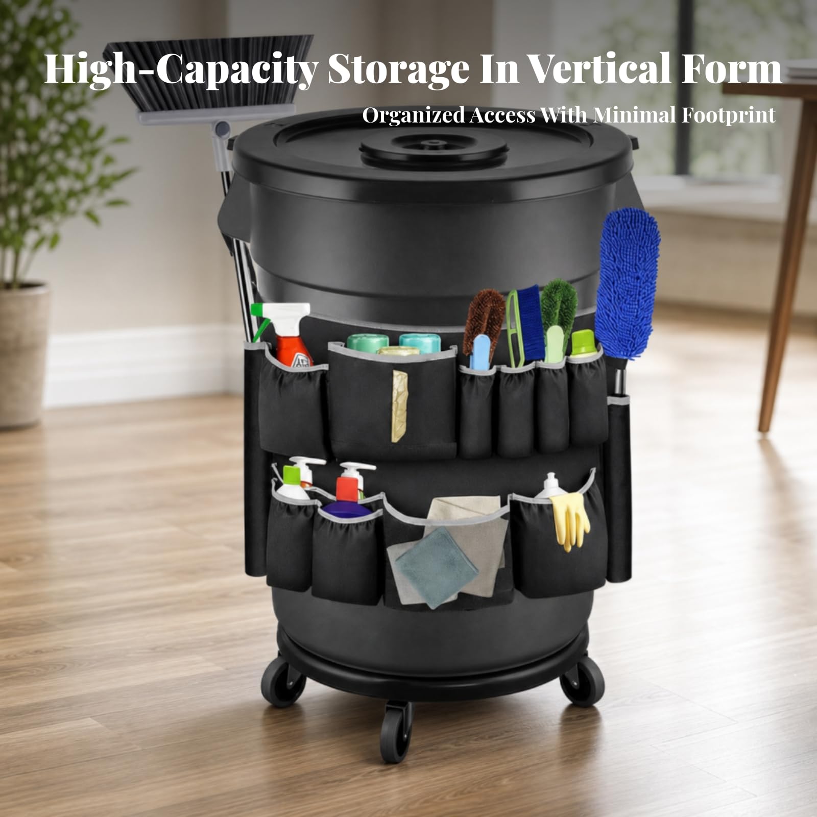 Organizador para Contenedor | Multibolsillo, Bolsa Organizadora con Bolsillos, Ligero, Cesta Colgante para Herramientas Limpieza, Garaje, Conserjes