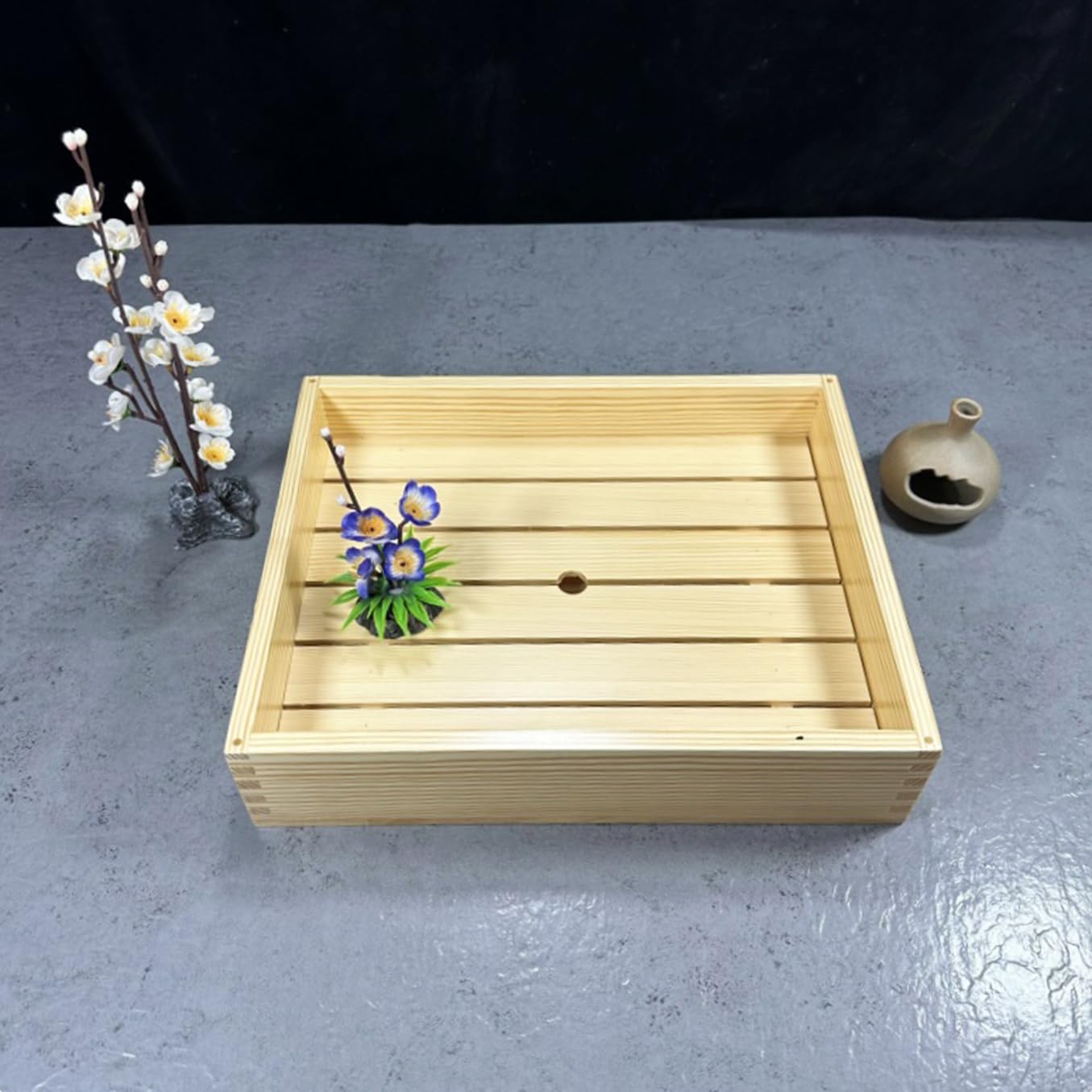 Amazon.co.jp: huaCCG 木製 ネタ箱 目皿・アクリル蓋付 寿司 刺身 保存