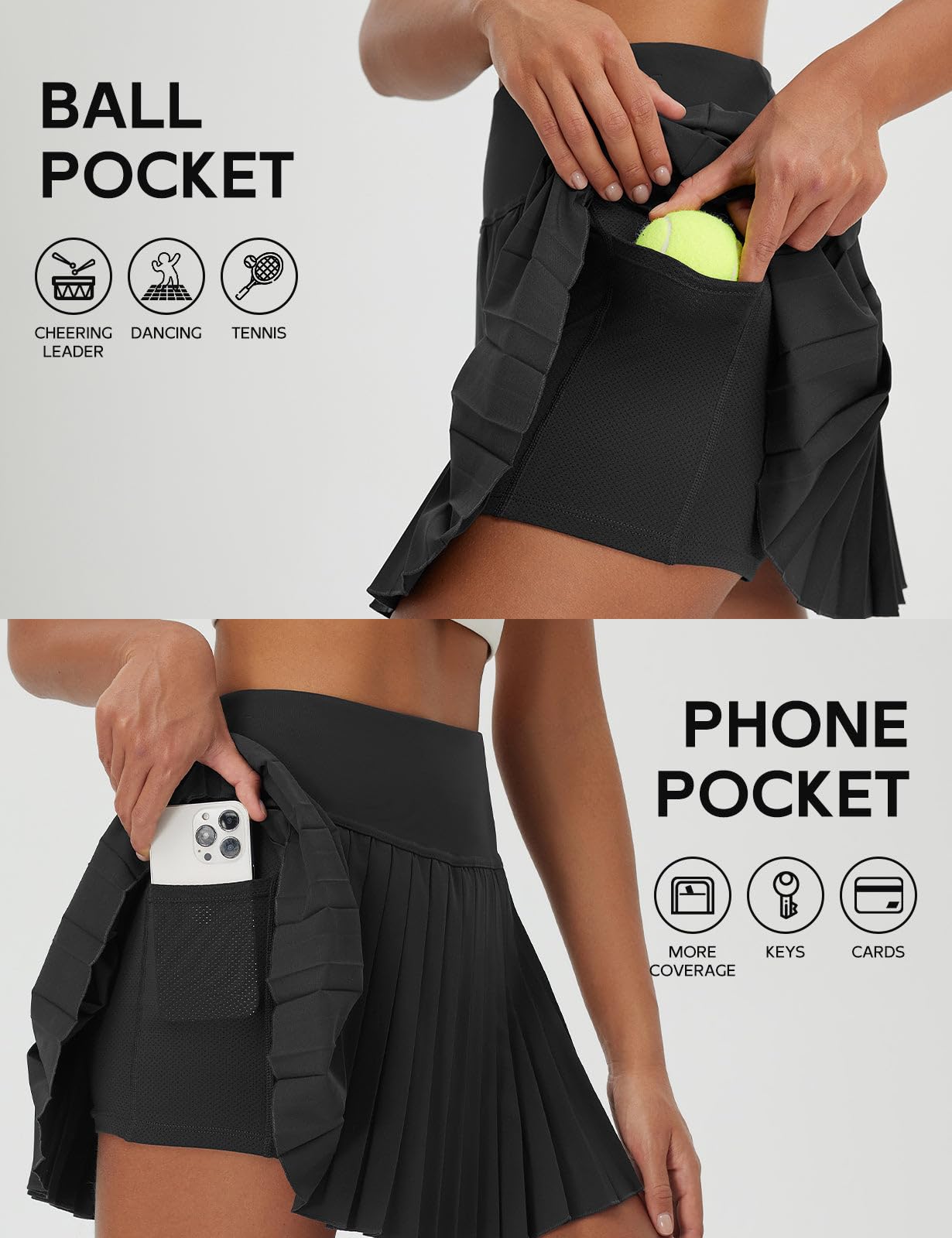 baleaf Jupe Tennis Femme Short, D'été Courte pour Femme Jupe en Forme de A Légèreté Respirable Taille Haute