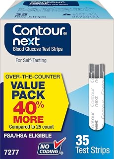 Ascensia Contour Next Test Strips 35 Ct: Accurate No Coding, Second-Chance Sampling for Contour Next Meters - Diabetes Blood Glucose Testing