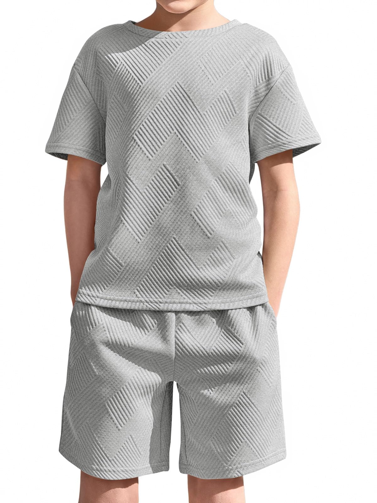 Haloumoning Tenues d'été 2 pièces pour garçons avec t-shirts à manches courtes et short à taille élastique
