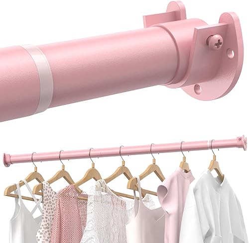 Miniatura 10 de Barras de armario para colgar ropa, de 17 a 84 pulgadas ajustables sin escalones, barra de armario de metal, barra para colgar ropa de servicio