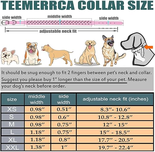 Miniatura 5 de TEEMERRYCA Collares ajustables de piel sintética con tachuelas para perro con una bola chirriante de regalo para mascotas pequeñas, medianas y