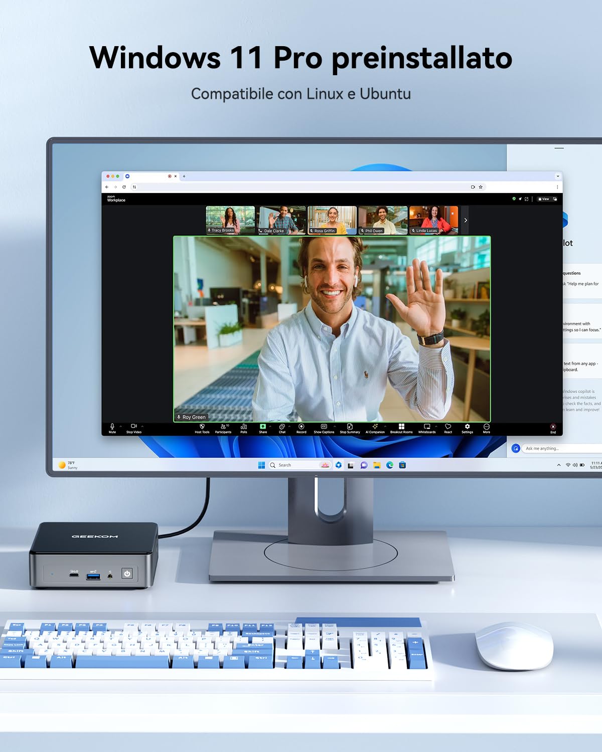 GEEKOM [Versione 2026 Air12 Mini PC con Intel 7505 (3,4GHz) | 16GB RAM e 512GB SSD| Dual Display 4K| WiFi 6| HDMI 2.0| Gigabit Ethernet – PC Silenzioso per Azienda,Smart Working e Scuola
