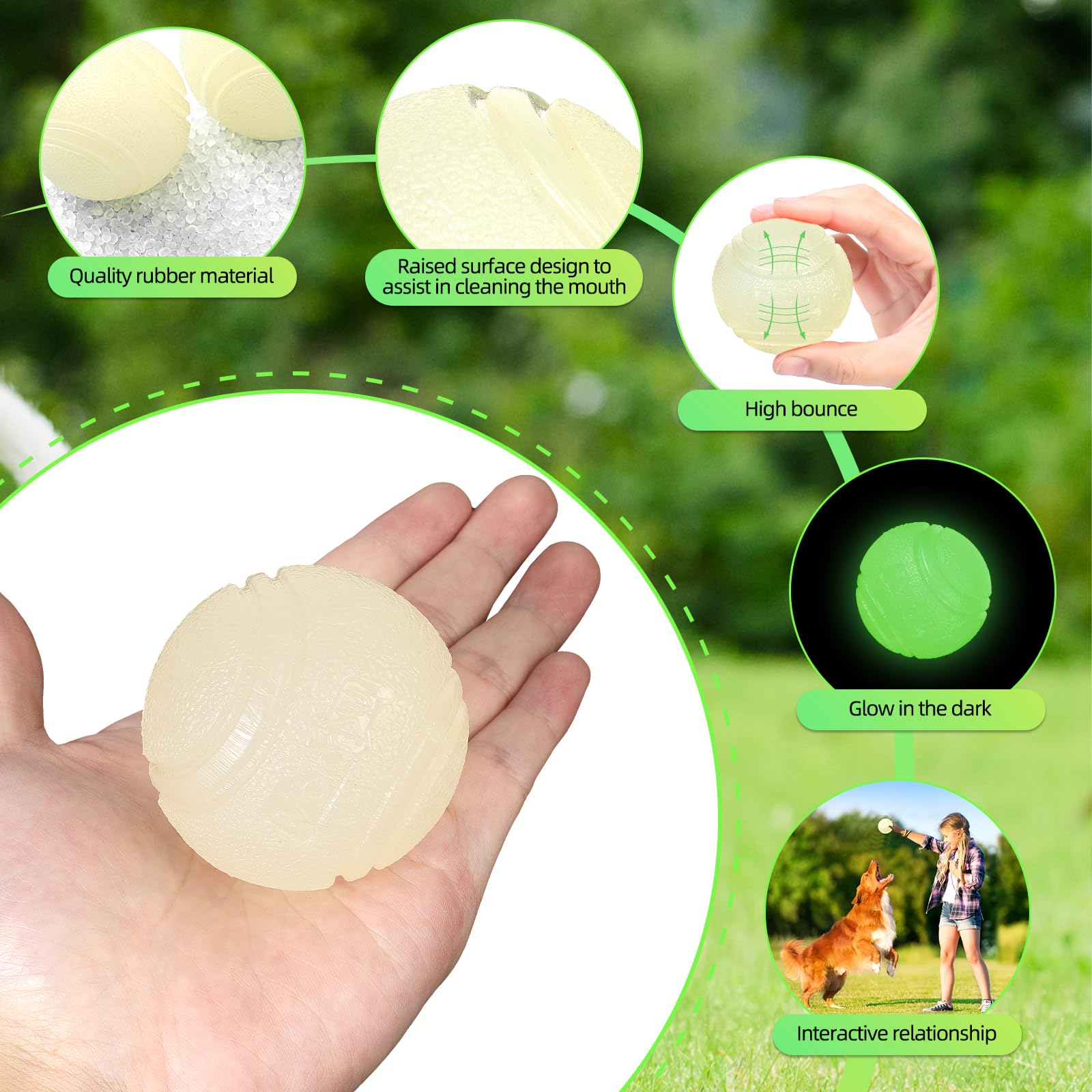 QKURT 4 Stück Glow Ball, Glow In The Dark Hundebal Produktbild-Vorschau 12