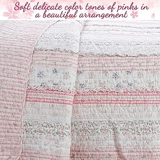 Cozy Line Home Fashions Size 2 Piece Romantic Chic Lace Cotton Quilt Set, Twin