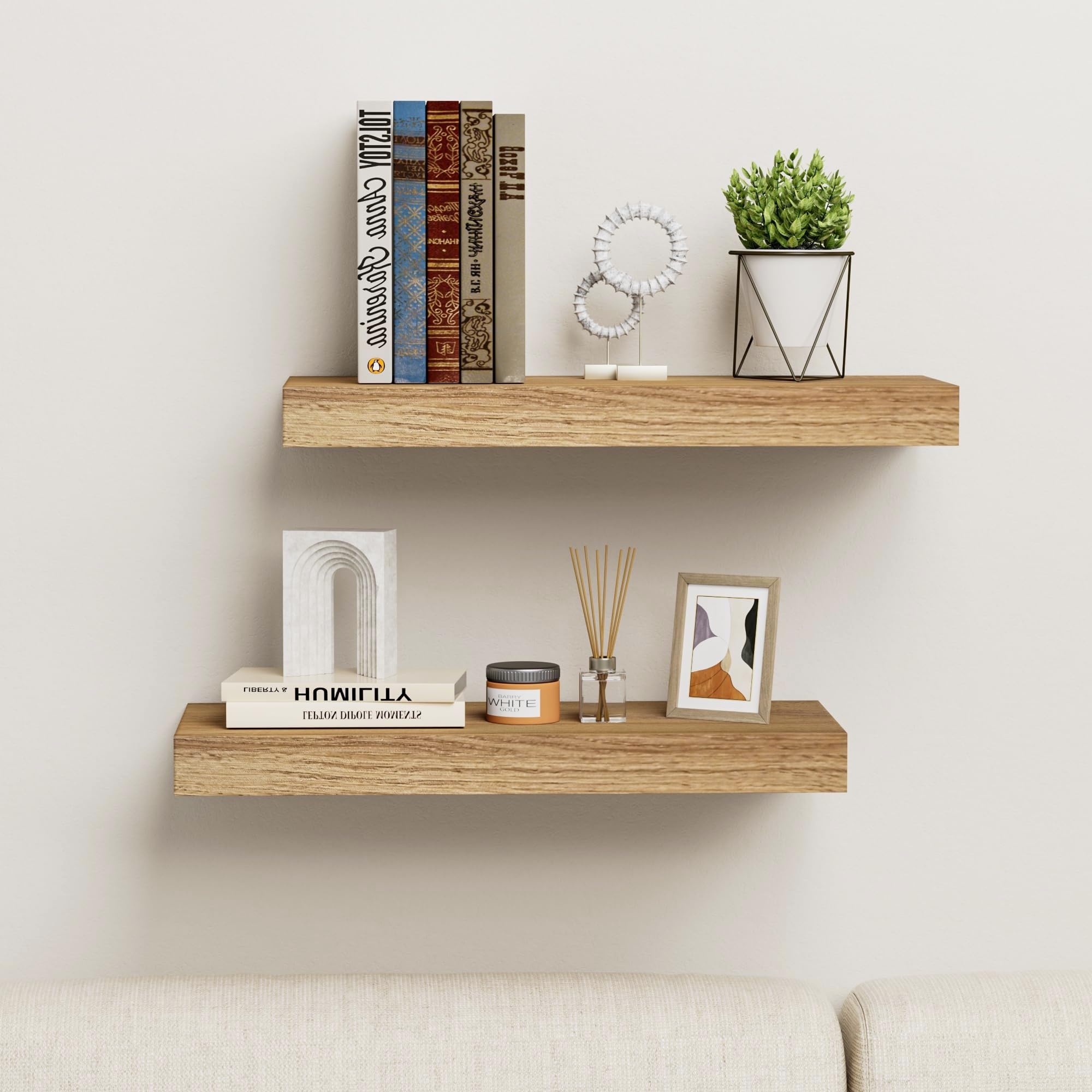 Amazon.com: INHABIT UNION Oak Floating Shelves Wood for Wall 15.7
